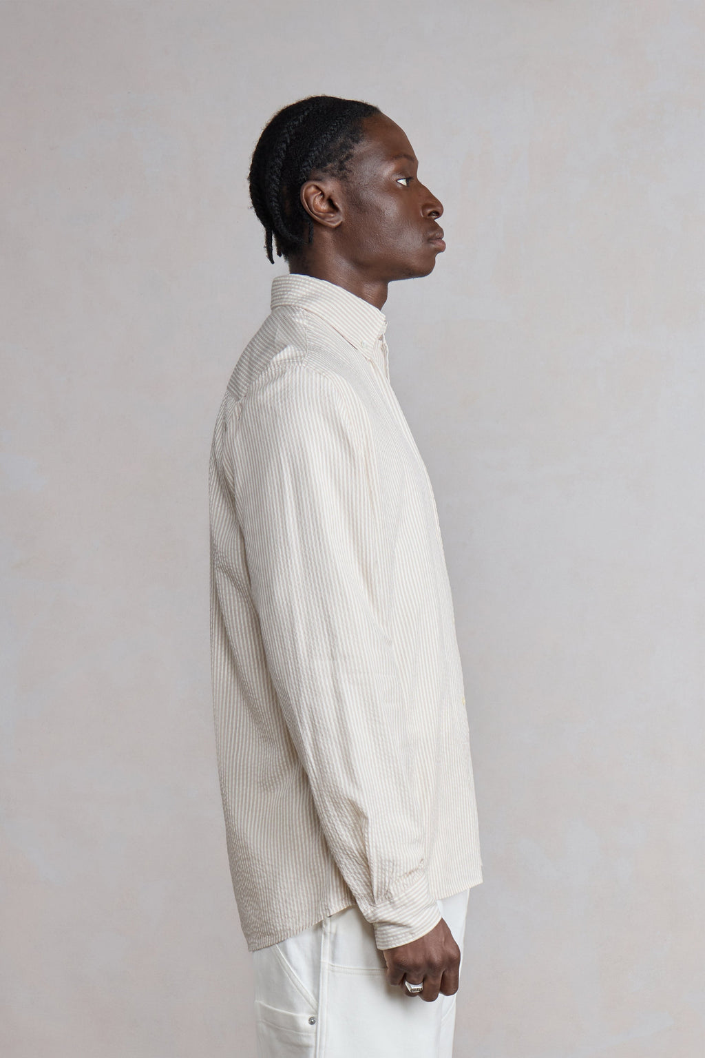 Another Shirt - Ecru Brown Stripe
